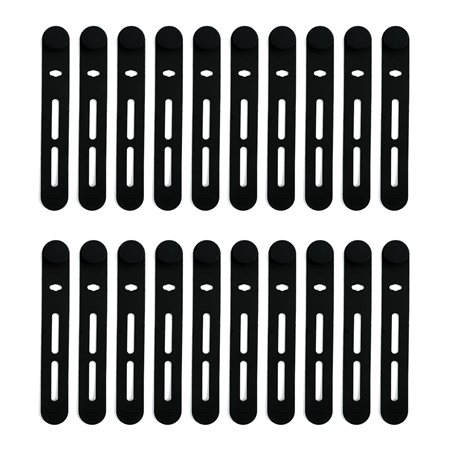 Lot de 20 serre-câbles en silicone Attaches de câble réutilisables noires pour connecter des écouteurs