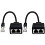Duttek (1 Paire) Adaptateur RJ45 1 mâle vers 2 Femelles pour Extension de câble Ethernet LAN de Cat. 5/6. (Utiliser simultanémen