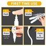 NowPE Feutre Craie Blanc, 2 Pièce Marqueurs Craie 6mm + 2 Pièce Stylo Craie Liquide 10mm + 16 Etiquettes de Tableau, Effacable a