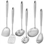 Refein Lot de 6 ustensiles de cuisine professionnels en acier inoxydable - Spatule pour wok - Louche - Écumoire - Spatule fendue