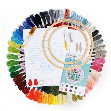 Caydo Kit de Broderie avec Stabilisateur de Broderie Hydrosoluble Comprenant 2 Cercles à Broder