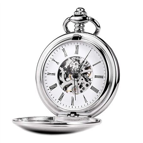 Treeweto Montre de Poche Mécanique pour Homme - Roman Numérique avec Chaîne Antique Boîte Cadeau