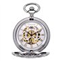 TREEWETO Montre de Poche avec chaîne Steampunk Squelette Mécanique Full Hunter Argent