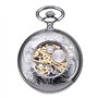 TREEWETO Montre de Poche avec chaîne Steampunk Squelette Mécanique Full Hunter Argent