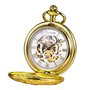 TREEWETO Montre de Poche Or Full Hunter Squelette Cadran mécanique Montre de Poche pour Homme Femme