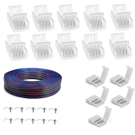 Amefil Connecteur pour barre lumineuse LED Set 4pin 8mm waterproof cable fitting 4pinRGB colour light with cable extension 22AWG