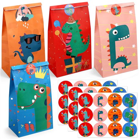 Tatxmalv 24 Pièces Dinosaure Coloré Sacs Cadeaux
