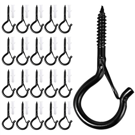 Crochets à vis - 20 pièces de crochets à vis en acier inoxydable avec sécurité - Crochets de plafond et de mur pour suspendre de