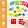 Montessori Interactif Emoji Bloc,Cube à Expression en Bois Matching Block Puzzles Blocs Construction Jouets Educatifs Enfants En
