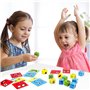Montessori Interactif Emoji Bloc,Cube à Expression en Bois Matching Block Puzzles Blocs Construction Jouets Educatifs Enfants En