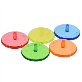 CENPEK Lot de 100 marqueurs de balle de golf multicolores en plastique transparent 24 mm plats et ronds de couleurs assorties