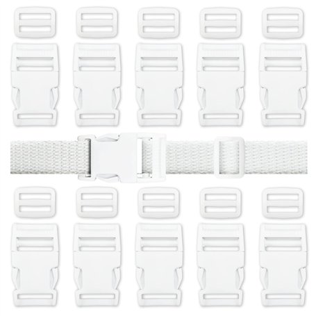 Boucles de libération de 10 pièces avec glissières Tri-Glide Clips de boucles réglables en plastique pour bricolage (blanc)