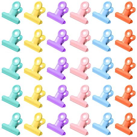 UTMACH 30 Pièces Couleur Pince Bulldogs Métal Charnière Clips Petits Pince de Bouledogue Bulldog Clips Pinces de Papier 30mm pou