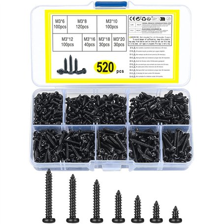 520 Pièces Vis Autotaraudeuses
