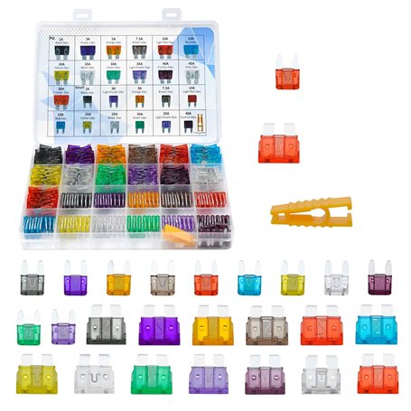 AHL Kit de fusibles de voiture-250 pièces: 120 mini + 130 standard 2A à 50A avec extracteur de fusible