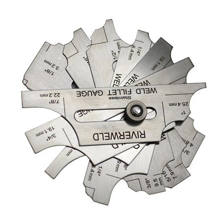 RIVERWELD MG-11 RL -Jauge de Soudure d'Angle Jeu 7 Pièces (Mesure Jambe du Cordon/Épaisseur de Gorge) - Marquages Double Face Mé