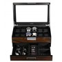 KEXMY Lifomenz Co Boîte à montres en bois avec tiroir de valet, 12 emplacements pour montres et accessoires avec fenêtre en verr