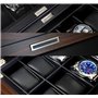 KEXMY Lifomenz Co Boîte à montres en bois avec tiroir de valet, 12 emplacements pour montres et accessoires avec fenêtre en verr