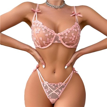 Auriselle Femme Ensemble Lingerie Sexy à nœuds 2 pièces