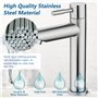 Reforung Robinet Salle Bain Robinet de Lavabo Eau Froide Uniquement Monocommande Mitigeur Lavabo en Acier Inoxydable 304 Robinet