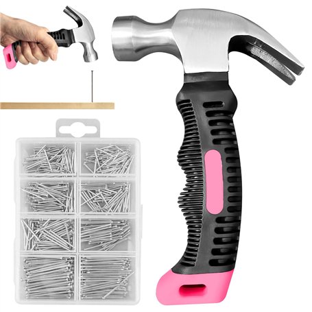 LEKEFETO Lot de mini marteau arrache-clou 560 avec clous de quincaillerie