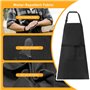Xpieoyrm 2 Pièces Tablier de Cuisine Etanche, Noir Tablier Réglable avec Poches, Tablier De Cuisine Familiale pour homme et femm
