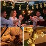 Coomoors Guirlande Lumineuse Exterieure Solaire avec 16 Ampoules, 8 M Blanc Chaud Chaîne Lumiere Exterieur 8 Modes IP65 Étanche