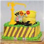 FANTESI Lot de 12 décorations de gâteau pour enfants, chantier, pelleteuse, véhicules de chantier, panneaux de signalisation pou