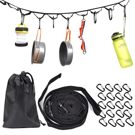 DY.2ten Corde de Camping de 4.5 mètres avec 19 mousquetons Porte-clés