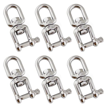 SAIJIAN 6 Pièces M6 Manille Pivotante en Acier Inoxydable 304 Anneau Pivotant Suspendue Crochet Pivotant pour Onnecter Un œillet