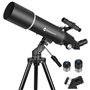 Télescope astronomique pour Adultes, télescope réfractif de 600mm d'ouverture de 80mm pour Enfants et débutants, télescope de Vo