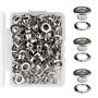 KIMI-HOSI 100 set Oeillets 5mm Ensembles Oeillets Cuivre Oeillets Argent avec Rondelles Grommets Eyelets pour Chaussures Vêtemen