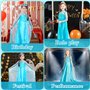 ITMNMNL Déguisement Princesse Elsa Fille Robe, Robe Princesse Elsa,Reine des Neiges Deguisement avec Accessoires de Baguette Mag