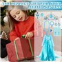 ITMNMNL Déguisement Princesse Elsa Fille Robe, Robe Princesse Elsa,Reine des Neiges Deguisement avec Accessoires de Baguette Mag