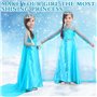 ITMNMNL Déguisement Princesse Elsa Fille Robe, Robe Princesse Elsa,Reine des Neiges Deguisement avec Accessoires de Baguette Mag