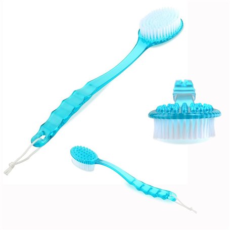 Cisixin Brosse Nettoyante de Bain Douche Arrière exfoliante Corps Brosse avec Long Manche (Bleu)