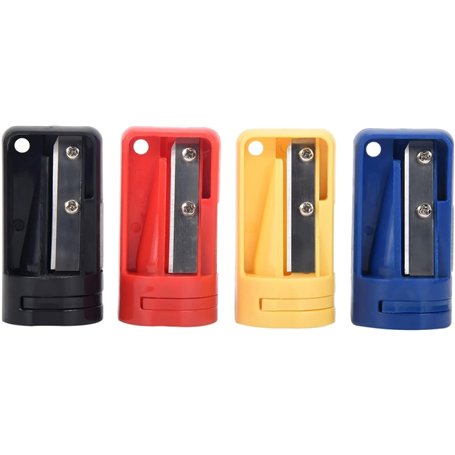 Lot de 4 taille-crayons de charpentier multicolores - Taille-crayons manuels pour crayons de charpentier plats - Outil portable