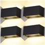 Kingwei 4 Pièces Applique Murale Interieur/Exterieur 20W Appliques Murales LED Noire 3000K Blanc Chaud avec Angle de Faisceau Ré