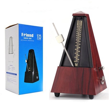 TAMUME Rouge Antique Cru Pyramide Style Renforcé plastique Metronome 40-208 BPM Tempo Minuteur Musique Intégré Avec Bell et Méca