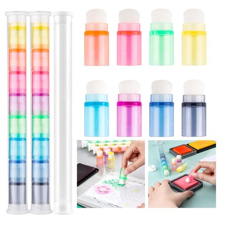 OTCRAFT Lot de 24 pinceaux à poils souples avec boîte de rangement - Mini pinceaux empilables - 1