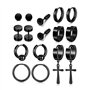 8 Paires Acier Inoxydable Boucle d’Oreille Anneau Homme Femme Ronde Clou d’Oreille Piercing Croix Pendentif Rétro (Black)