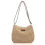 1 Pcs Femme Sac à Bandoulière en Paille Sac de Plage D'été Sac à Bandoulière Mode avec Fermeture Éclair et Sangle Réglable Convi