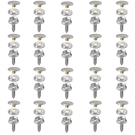 Gativs Bouton Pression à Visser 20 Pièces Snaps Fastener Vis Bouton Pression en Métal en Acier Inoxydable Vis en Métal Rivet a V