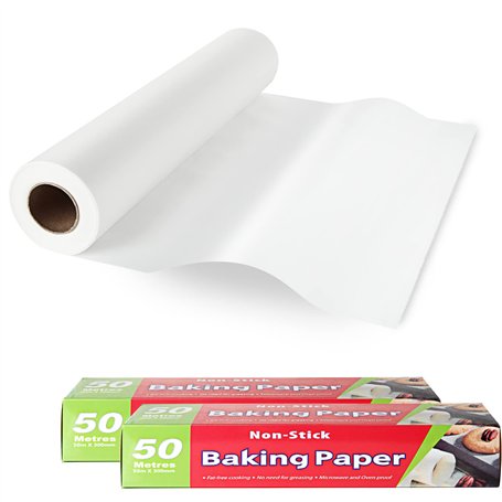 AKOLAFE 2 Rouleaux Papier Cuisson 50 m x 30 cm Papier Sulfurisé Réutilisable Papier de Cuisson Antiadhésif pour la Cuisson