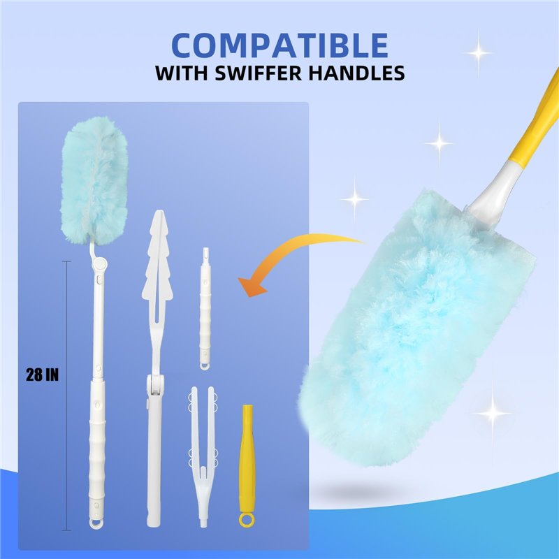 Frogetu 32 Pièces Plumeau Poussiere Recharge Kit,Recharges Plumeau Duster,pour Swiffer Plumeau Poussiere Recharge Kit,avec 1 Poi