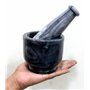 KLÉO 4" de Large Noir en Pierre Naturelle de Mortier et d'un Pilon Ensemble - Mortar Pestle Set