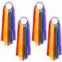 Niuhong 4 Pcs Jouet Ruban Arc-En-Ciel Rubans Danse Multicolores Bande Rythmique Gymnastique Rubans Colorés Tenus Main Bande d'Ex