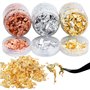 TDDL 3 Bouteilles de Flocons de Feuille d'or, Gold Leaf Feuilles Imitation d'or/d'argent/d'or Rose Flocons Dorure Metallic Foil