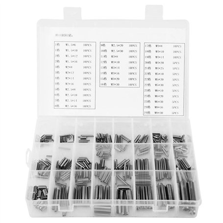 Samfox 280 Pièces Assortiment de Goupilles Élastiques Acier Inoxydable Pins Assortiment Set M1.5 M2 M3 M4 M5 M2.5 M6 M8 avec la