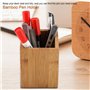 VIFERR Porte-stylo en Bambou - Multi-Fonction Pot à Crayons Carré Boîte de Rangement Stylos Organisateur pour Pinceaux de Maquil